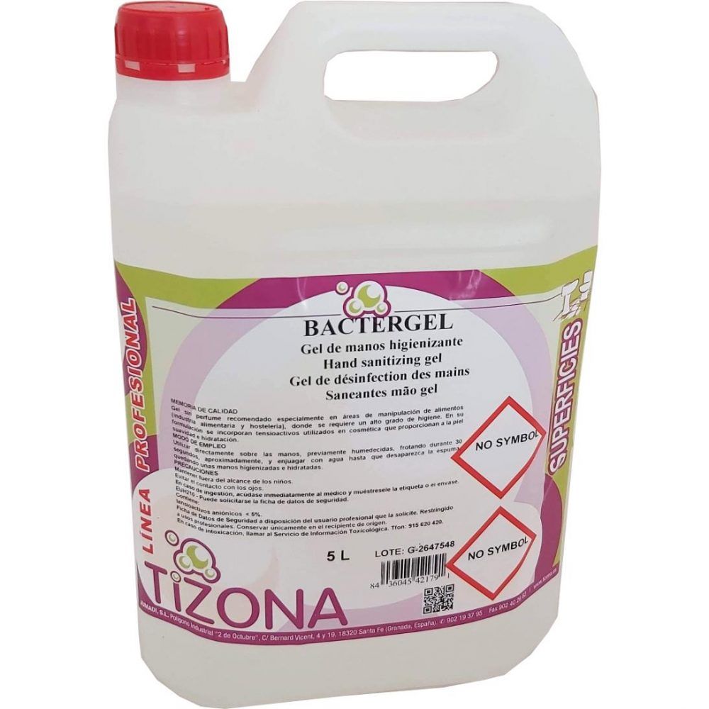 Bote 5 L Gel de manos alimentario BACTERGEL TIZONA