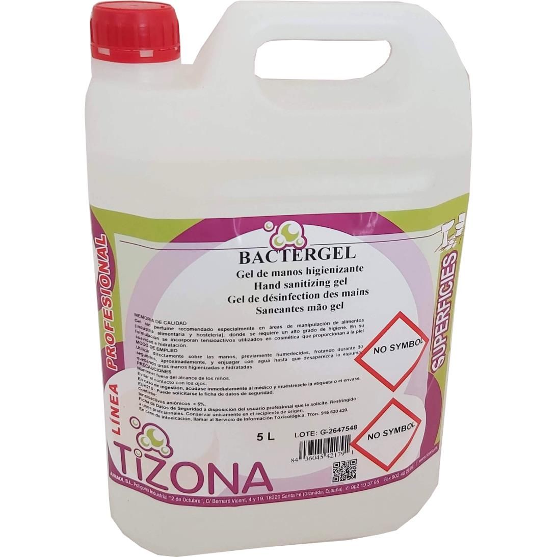 Bote 5 L Gel de manos alimentario BACTERGEL TIZONA